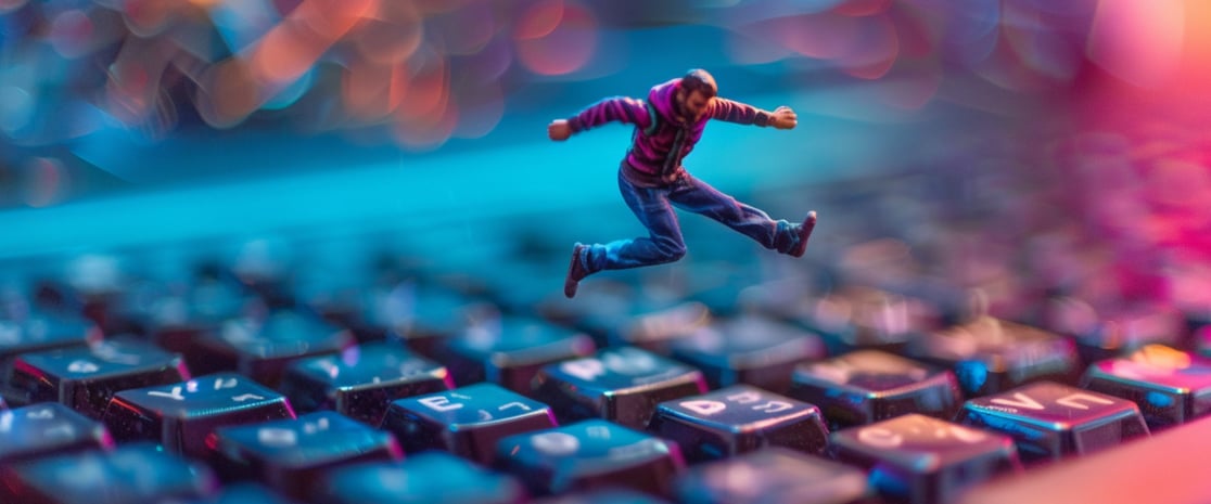 Hero keyboard person jumping - 1